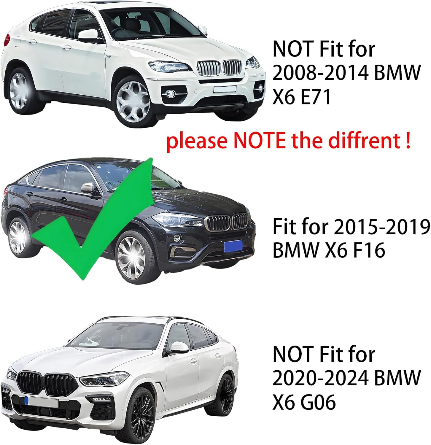 Aluminum Side Steps Nerf Bars Running Boards Fit for BMW X6 F16 2015 2016 2017 2018 2019 with Brackets