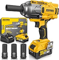 ALLOYPOWER 1475 FT-LBS Brushless Cordless Impact Wrench 1/2" 2000Nm High Torque, 3 Speeds, 4000mAh Battery & Sockets for Trucks Tires RVs
