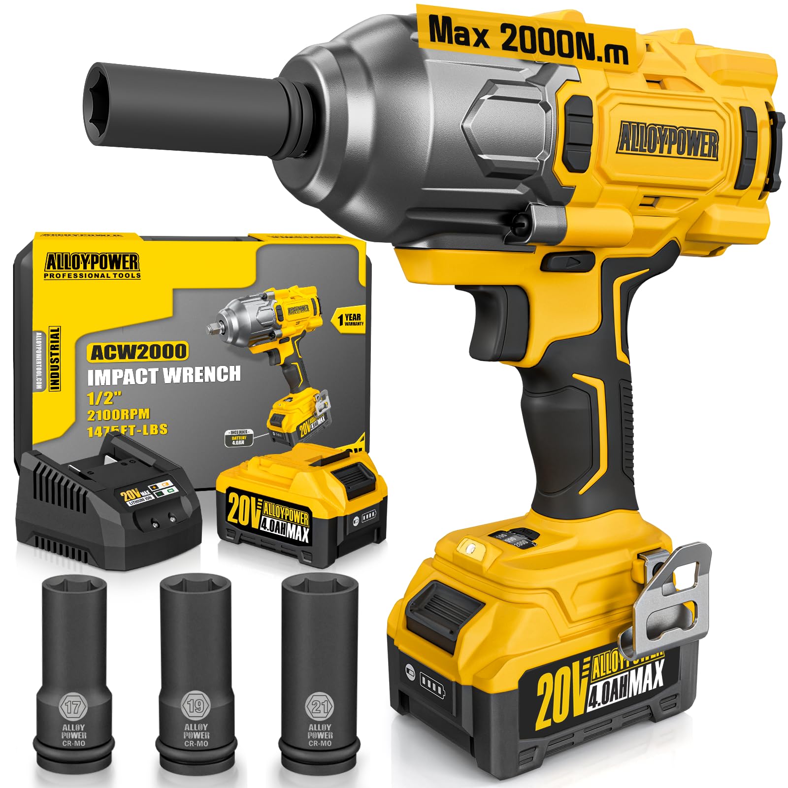 Alloyman Cordless Impact Wrench,
