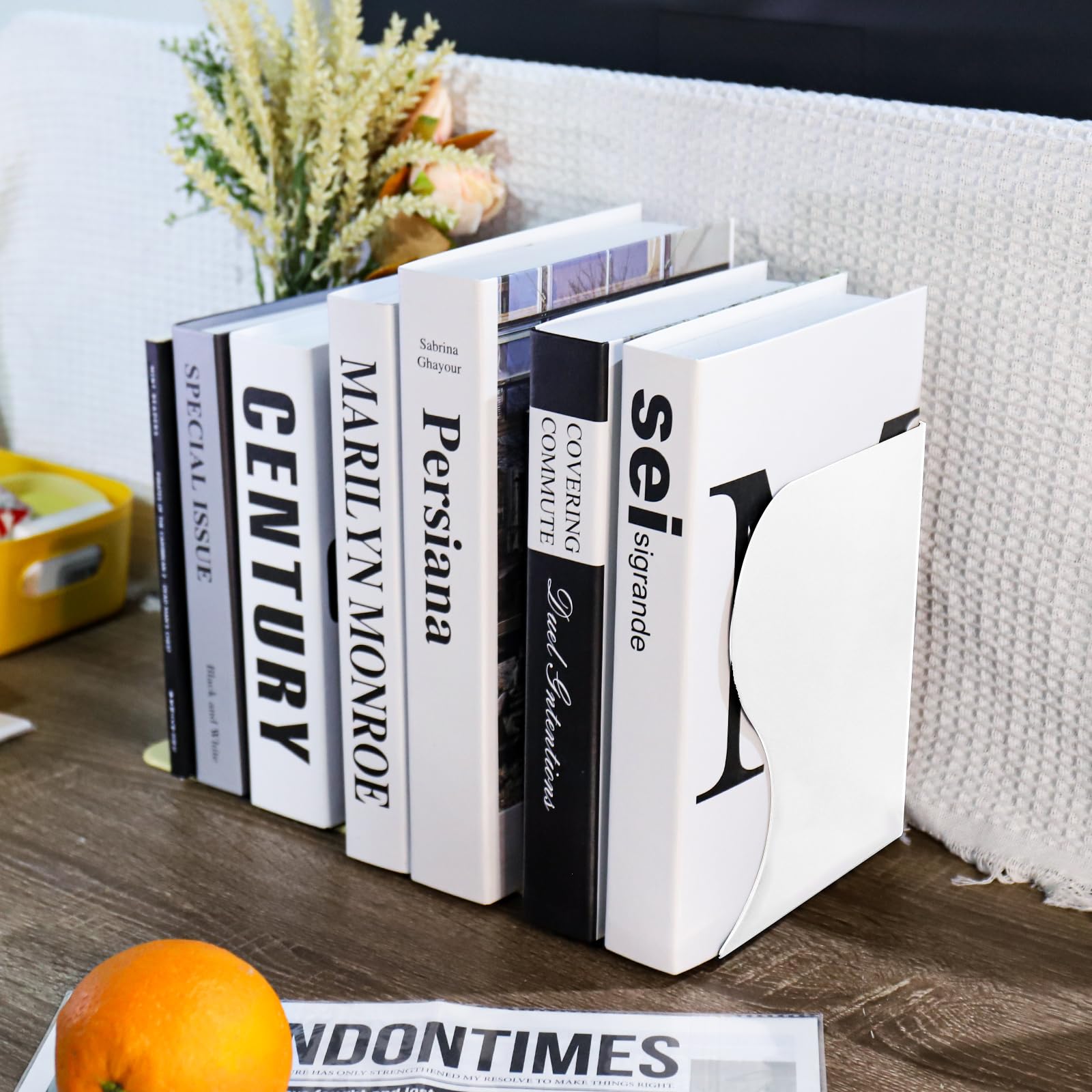 Sujeta Libros Estantería Telescópico de Metal Organizador de Escritorio Extensible Blanco