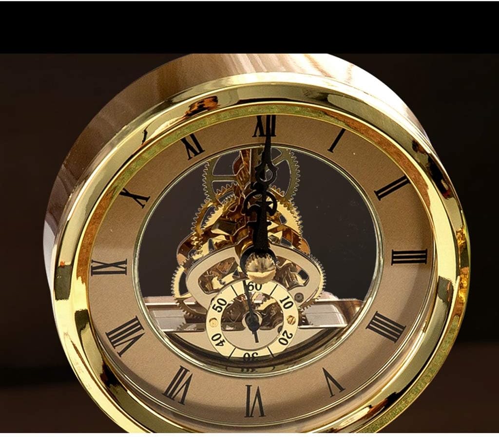 Decorative Table Clock Brass Mechanical Gear Table Clock Living Room Desktop Metal Perspective Movement Table Clock Home Bird Decoration Clock Table Clock (Color : A) (B)