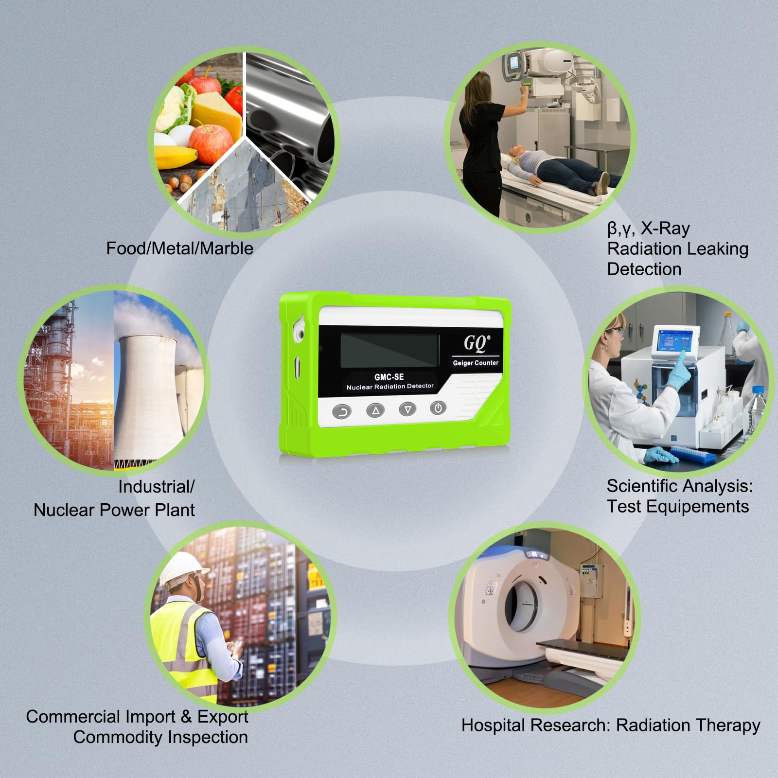 GQ GMC-SE Geiger - Detector de radiación con contador de rayos X beta gamma, medidor de radiación portátil, dosímetro digital de radiación nuclear, dispositivo de grabación automática de datos, funda