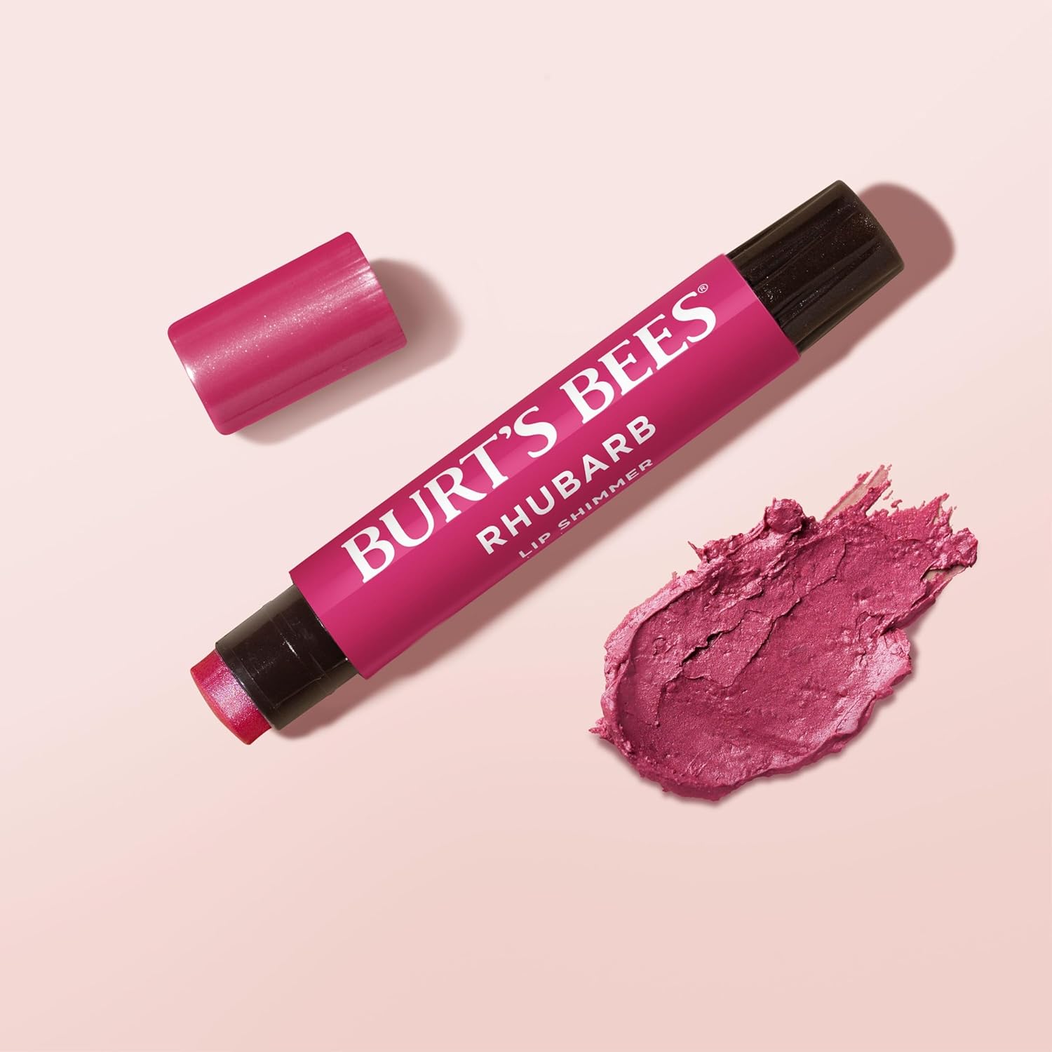 Burt's Bees Shimmer Lip Tint Set for Valentine's Day Gifts, Tinted Lip Balm Stick, Moisturizing for All Day Hydration with Natural Origin Glowy Pigmented Finish & Buildable Color, Rhubarb (4-Pack) - Image 9
