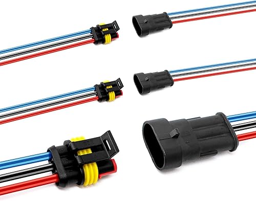 HYAT Conector impermeable de enchufe de 3 pines de 16 AWG, macho y hembra, adecuado para automóvil, camión, barco, motocicleta, triciclo, caravana,