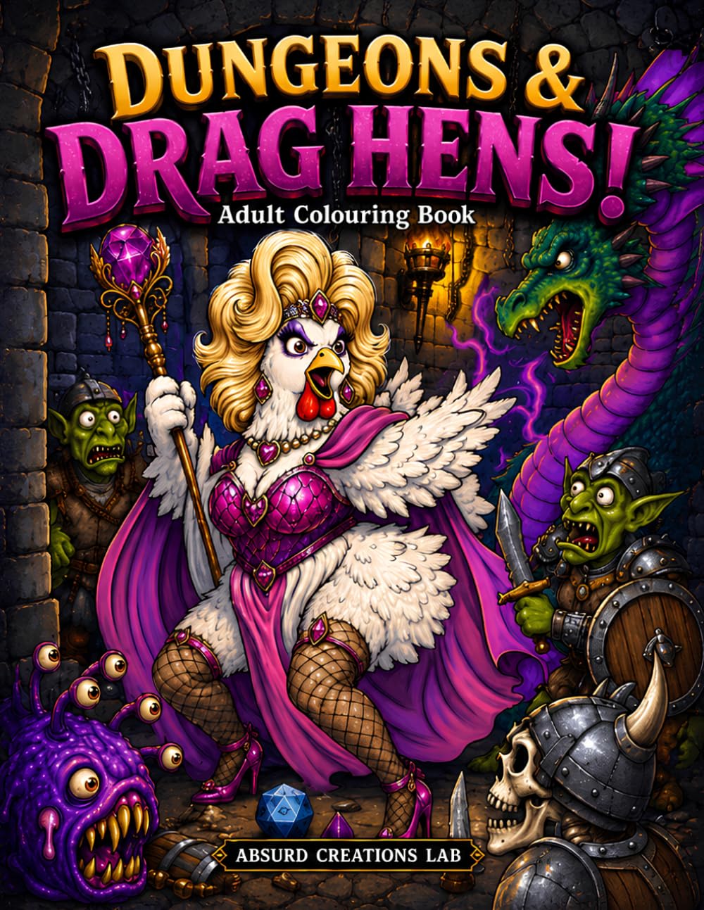 Dungeons & Drag Hens Adult Colouring Book