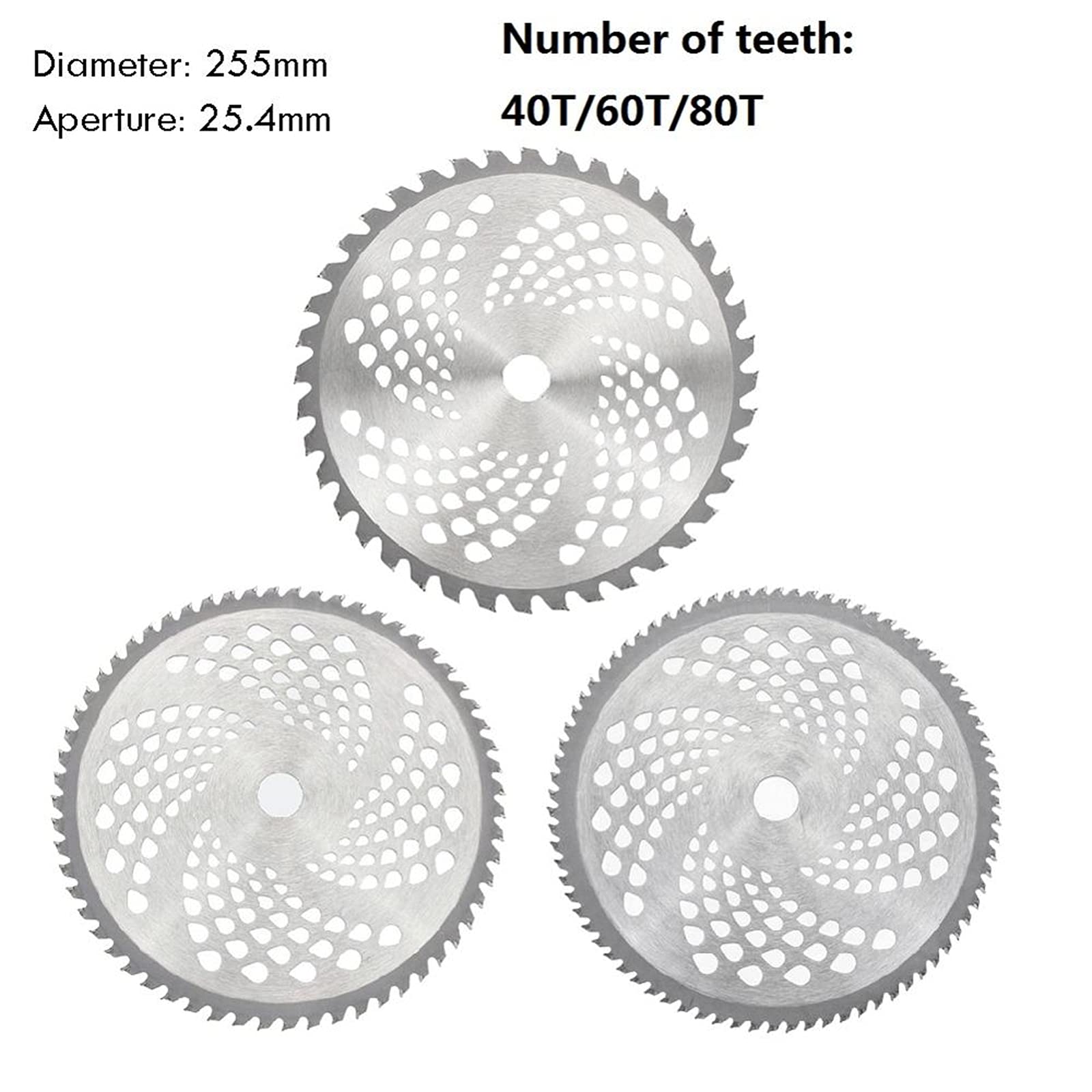 255mm 40T/60T/80T Cuchilla Cortadora de Cepillo Cortadora de Césped Cuchilla de Sierra Circular de Repuesto para Cortar Césped, Cuchilla para Recortar Árboles 5 Piezas,60T