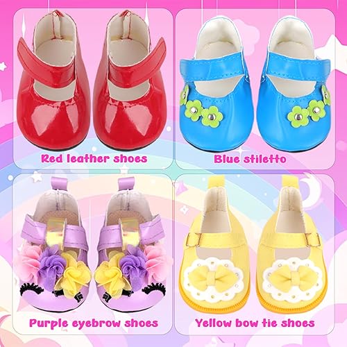 Miniatura 8 de Kit de ropa y accesorios para muñecas de 18 pulgadas: 5 juegos de ropa preestilizados + 2 pares de zapatos (8 estilos disponibles) – Juego de moda