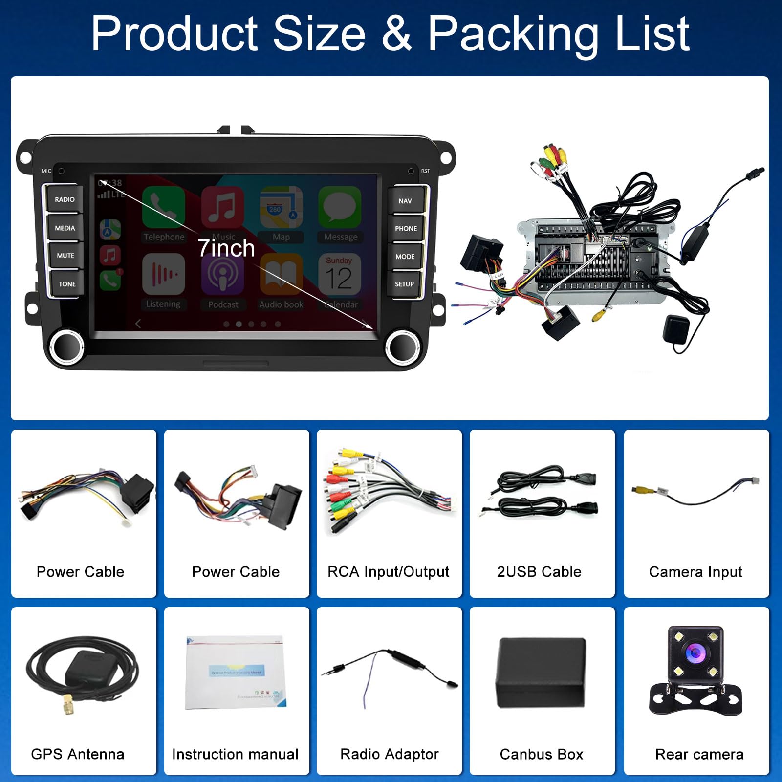 2+32G Android 13 Auto Radio Coche con CarPlay y Android Auto para Skoda Fabia 2007-2014, Pantalla táctil de 7 Pulgadas Autoradio Estéreo Reproductor con GPS Navegación FM RDS WiFi Bluetooth
