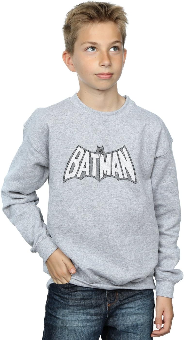 DC Comics Boys Batman Retro Crackle Logo Sweatshirt Sport Grey 9-11 Years