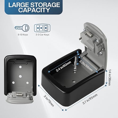 Miniatura 5 de Caja de bloqueo de combinación portátil, montaje en pared, para llaves de casa para ocultar una llave exterior, caja de seguridad impermeable para