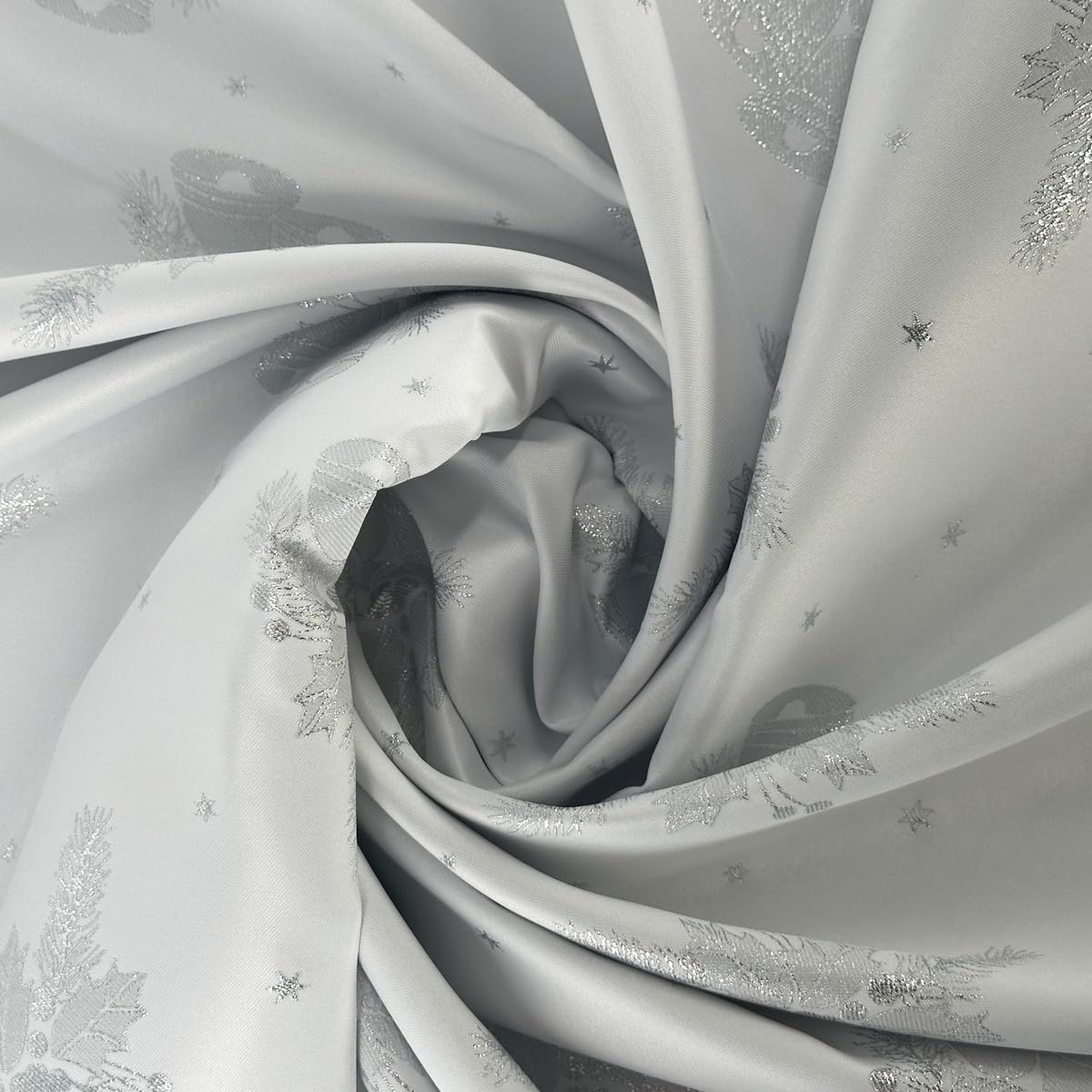 Tovaglia natalizia oro bianco campane natalizie - double face e antimacchia - (Z-3604) 160 x 240 cm