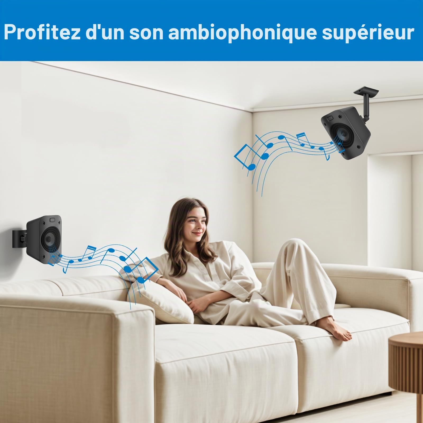 YIWAN Lot de 2 Supports muraux et de Plafond pour Haut-parleurs Satellite Logitech Z906 5.1 Surround Sound Syestem inclinable et pivotant