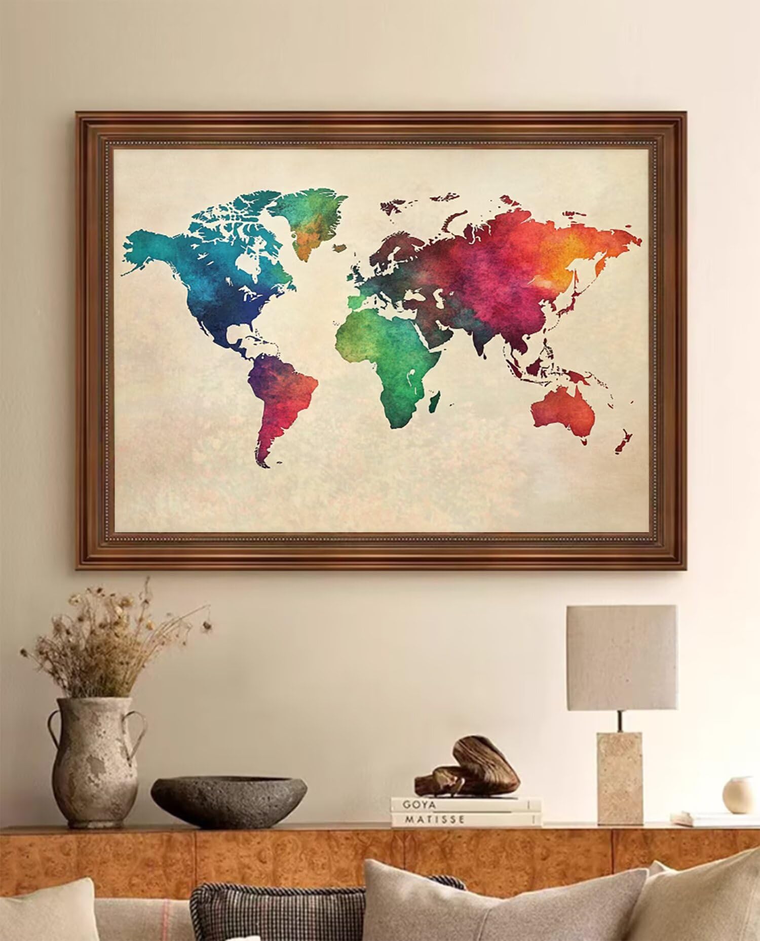 Mondo Dipingere con i Numeri Adulti, Paint by Numbers Mappa Dipingere con i Numeri Bambini, Fai-da-Te Hobby Creativi Adulti con Pennelli Pittura Pigmento Acrilico per Home Decor, 90x135cm, Model939
