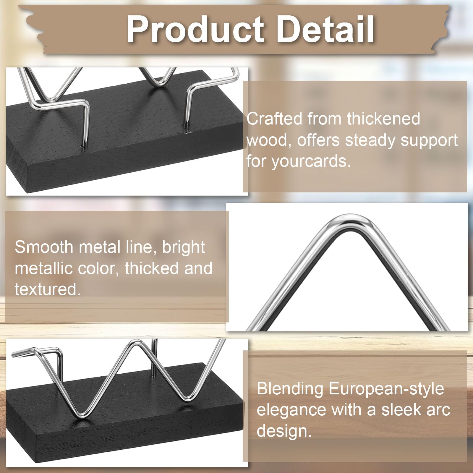 PATIKIL Wood Business Card Holder for Desk 2 Pcs Desktop Business Card Holder Wooden Name Card Display Stand Organizer for Office Home Exhibition Black - Image 3