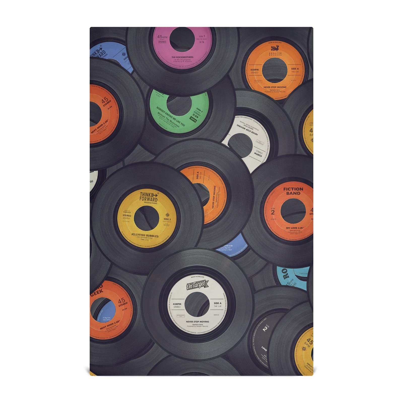 Colorful Vinyl Record Music Background Vintage Retro Texture 1 Pack Polyester Kitchen Dish Towel, Hand Bar Tea Towels with Hanging Loop, Hemmed NapkinTowel Dishtowels Waffle Dishcloths