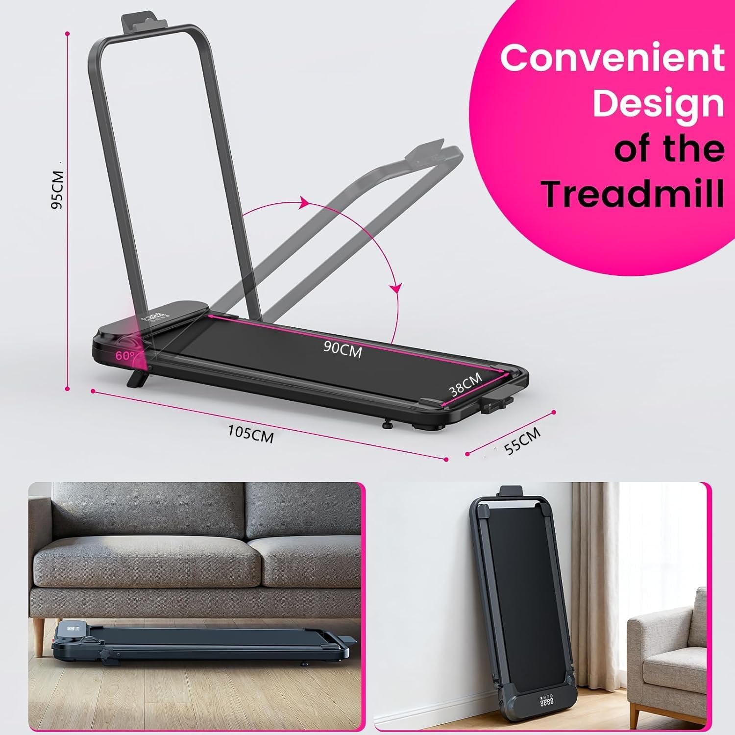 Pro | Rovyfota Walking Pad, 2-in-1 Under Desk Treadmill for Home Office, Portable Walking/Jogging Machine with App & Remote Control, Under Desk Treadmill 2026 - view 5