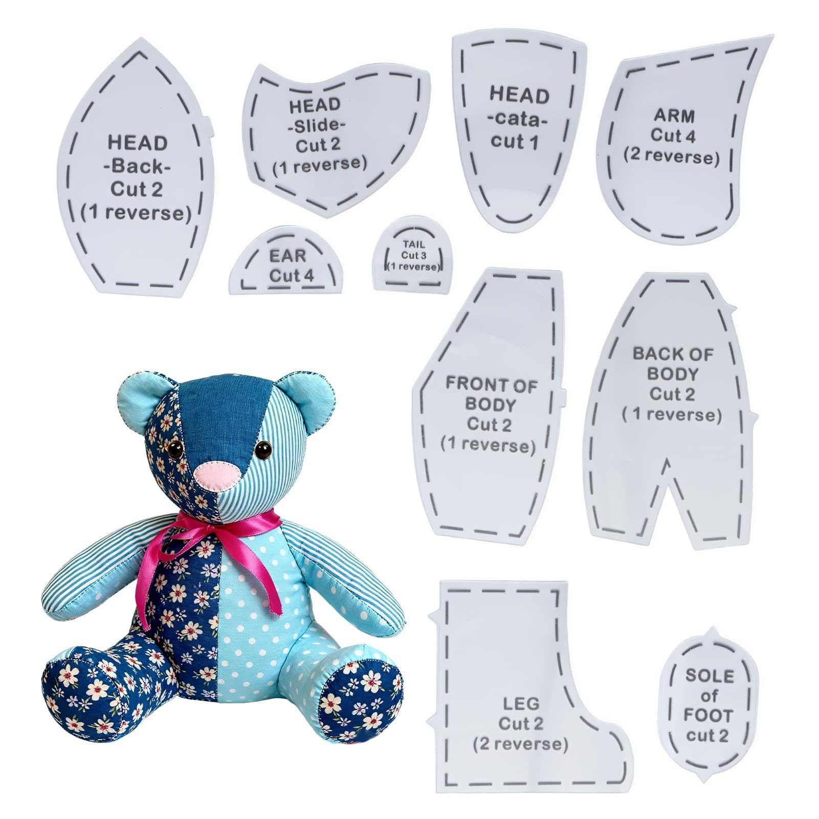 15 Inch Memory Bear Sewing Patterns Quilting Templates DIY Acrylic Set