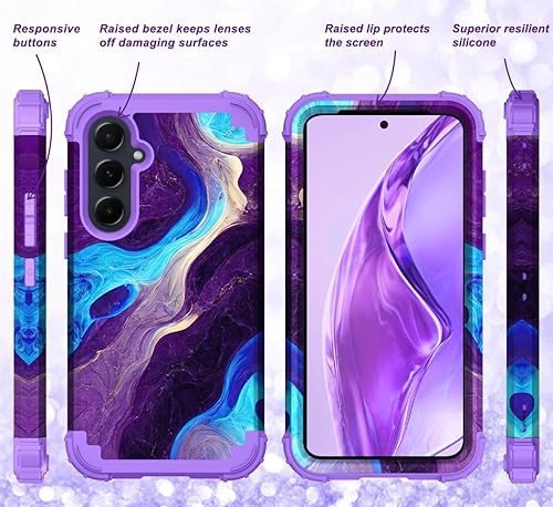 Miniatura 6 de Hocase Funda para Galaxy A35 5G, resistente a prueba de golpes, protección de goma de silicona suave, funda protectora híbrida de plástico duro para