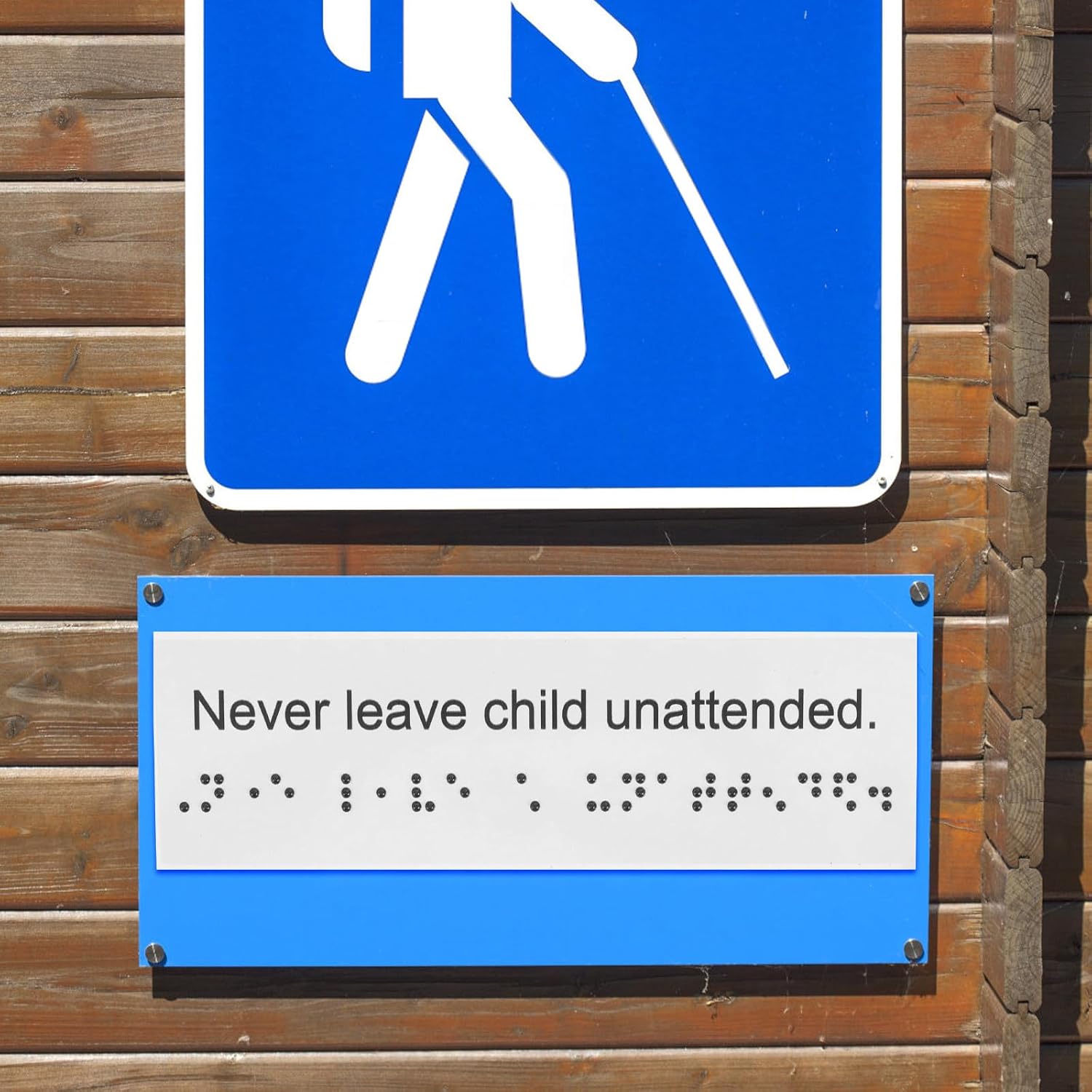 4-pcs Outdoor Plastic Braille Signs PVC Label Boards with Raised Braille for Blind Assistance and Visual Impairment Aid