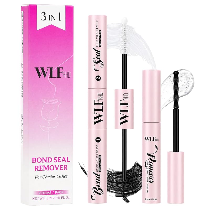 Cola para Cílios em Clusters com Selante e Removedor WLFRHD, Preto, 5 mL + 5 mL, 2 unidades