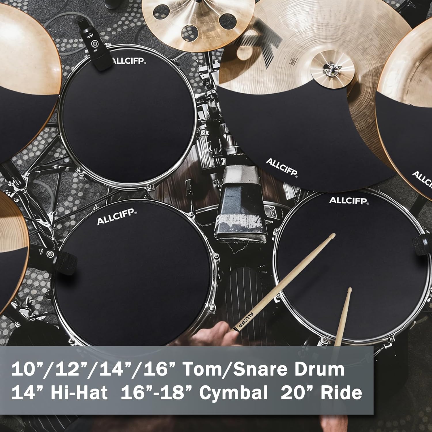 Drum Silencer Pads Set, 14 Pieces with Drum Dampening Pads and Cymbal Mufflers Pads, Fits 10”, 12”, 14”, 16", by ALLCIFP