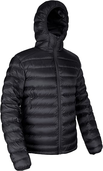 Bakery Men's Down Jacket Hooded Packable Down Puffer Jacket Lightweight Water-Resistant Insulated Down Jacket