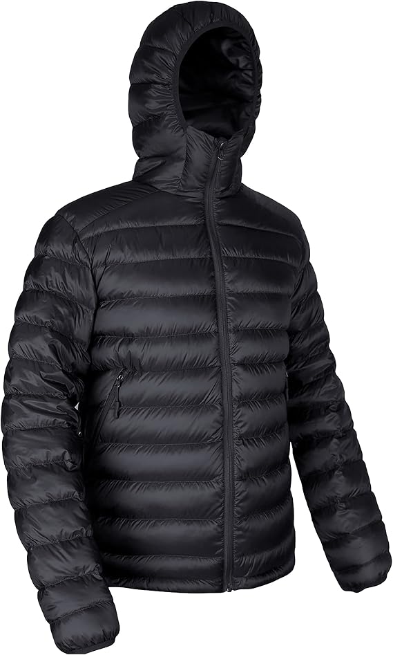 Bakery Men's Down Jacket Hooded Packable Down Puffer Jacket Lightweight Water-Resistant Insulated Down Jacket