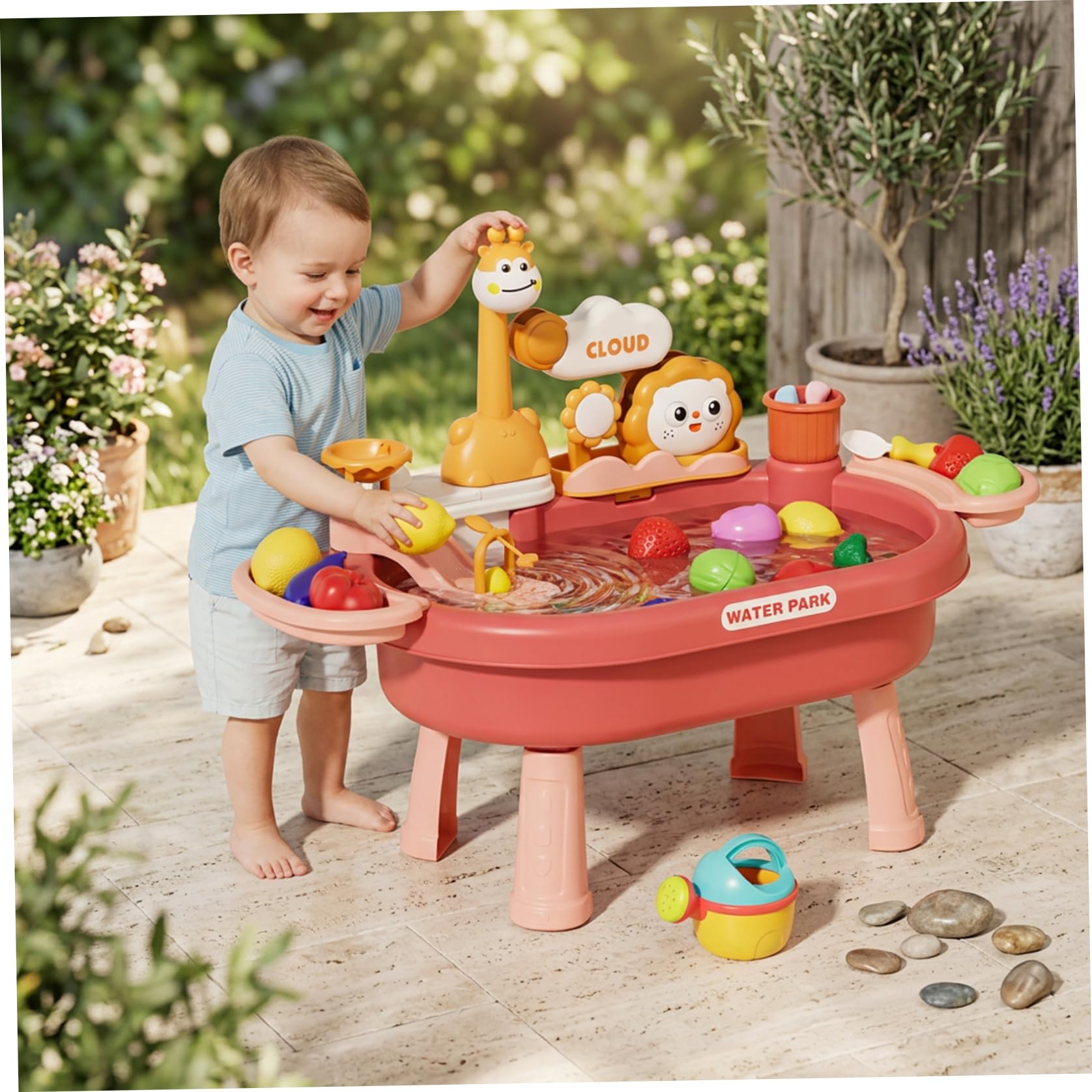 Tables à Eau de Sable, Table à Eau pour Tout-Petits, Table de Jeu pour Enfants avec Pompe électrique et Pieds Amovibles, Jouet d'évier Jeu pour Le Plaisir sensoriel en Plein air, Style 2