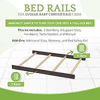 Vista 3 de Kit de conversión de tamaño completo, rieles de cama para cunas convertibles Evolur para bebé, riel de madera maciza, riel de cama para niños