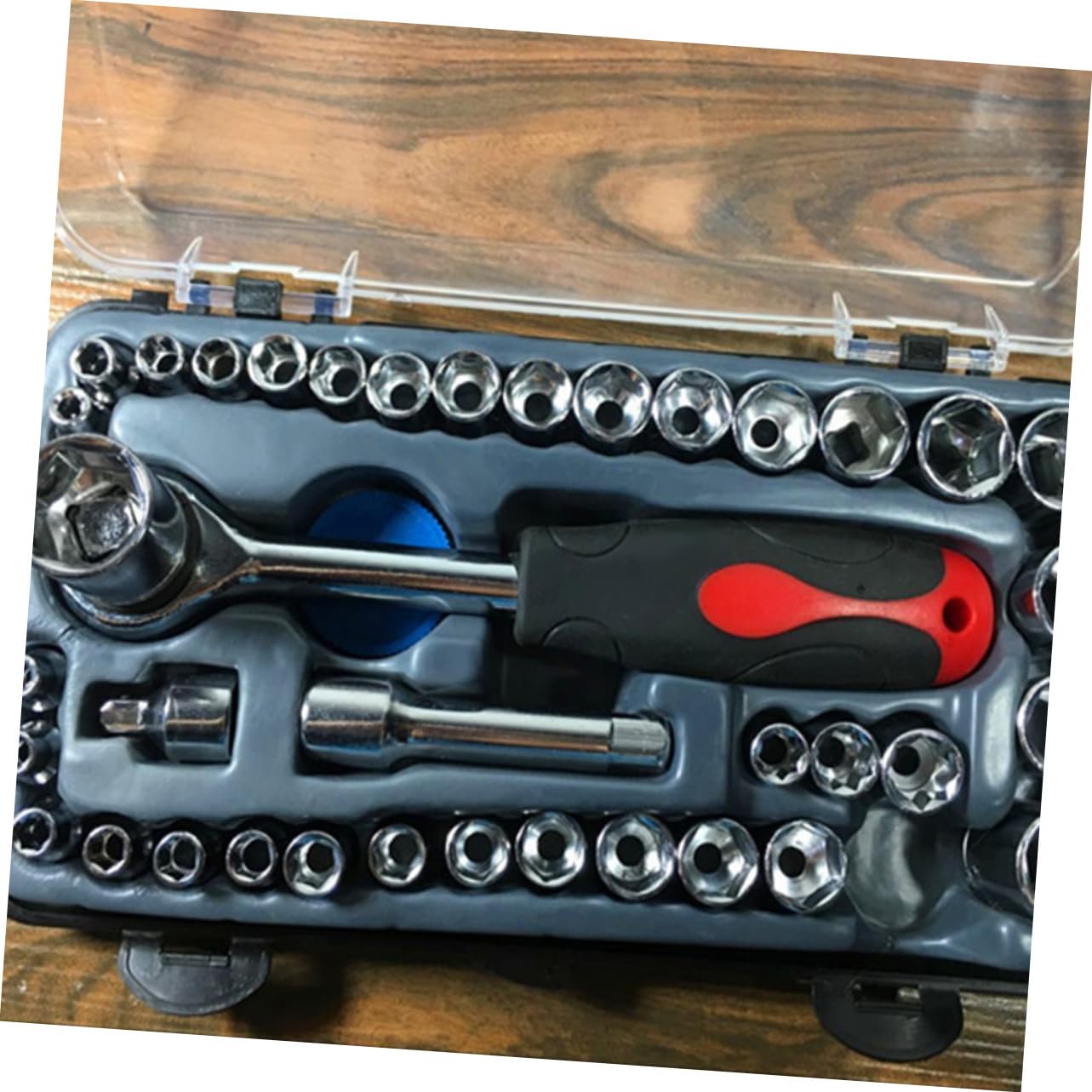 HOMSFOU Juego de 40 Herramientas de Reparación para Automóviles y Motocicletas, Acero al Carbono, Funda de Transporte Ranuras Marcadas