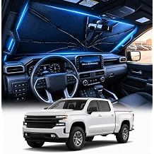 [2026 Upgraded] DooGooCoo Windshield Sun Shade Umbrella for Chevy Silverado [100% Sunlight Blocked, Cooling Ice Crystal] Sunshade for Car Windshield for Silverado Sun Shade 2019-2026.