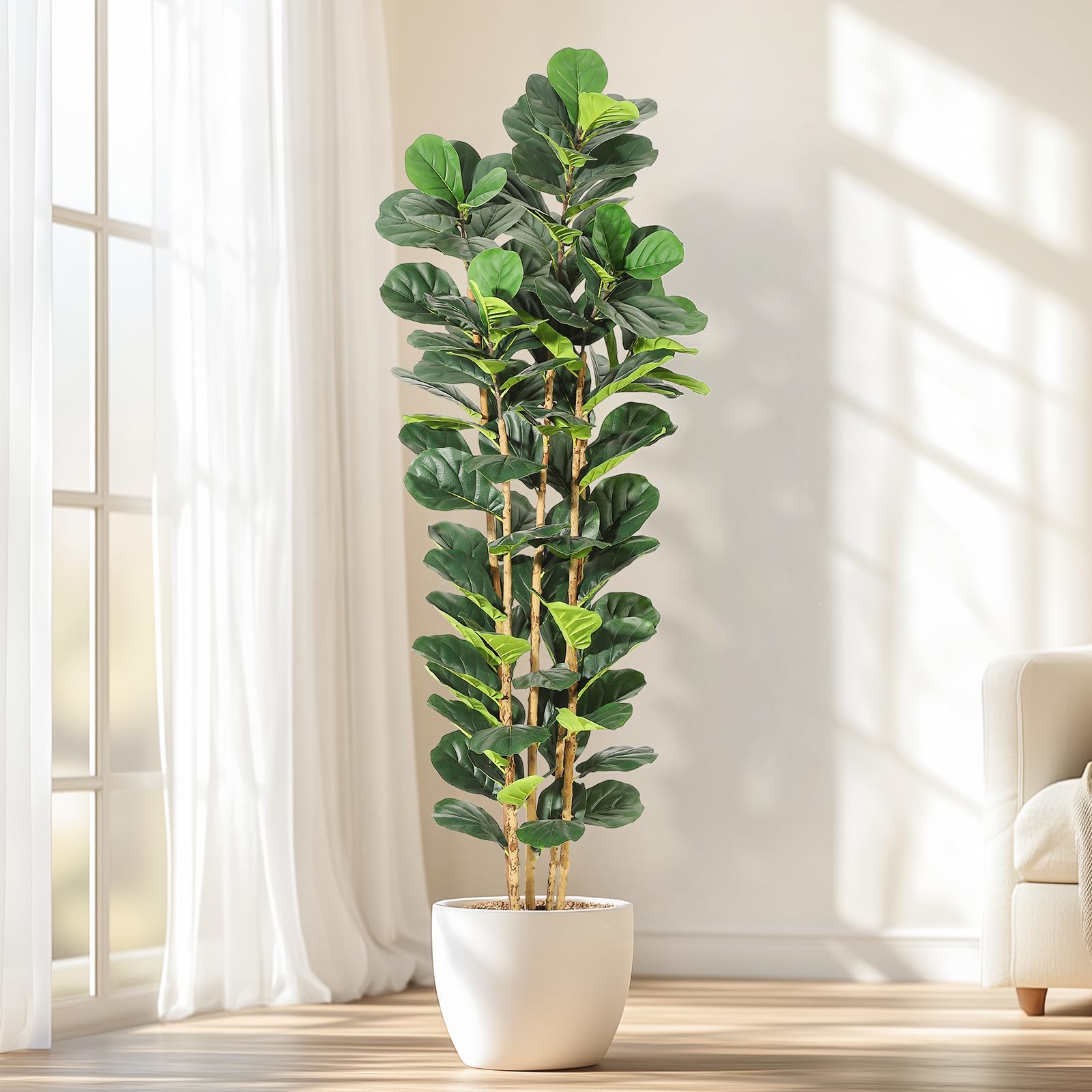 Amazon.com: GarveeHome 7 ft Faux Fiddle Leaf Fig Tree with White Pot, Faux  Trees with Artificial Plants 107 Fiddle Leaves Greenery - Lifelike Fake Tree  for Home Office Store Room Decor Indoor