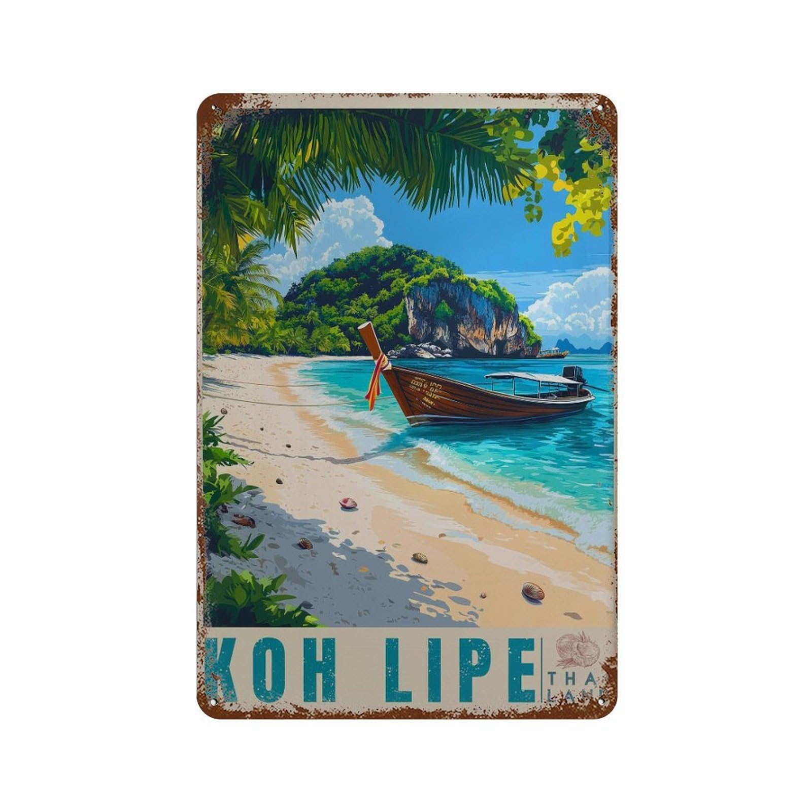 xiaoxiaoshen Koh Lipe Travel Thailand Tropical Island Decor Wall Decor Art Metal Tin Poster Modern Home Decor Art Home Bar Shop Decorations Vintage Sign 30x20cm