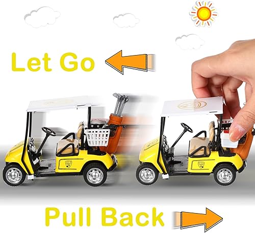 Miniatura 4 de Jerify Mini carrito de golf modelo de juguete de metal para tirar hacia atrás, carrito de golf a escala 136, juguetes para decoraciones de fiesta de