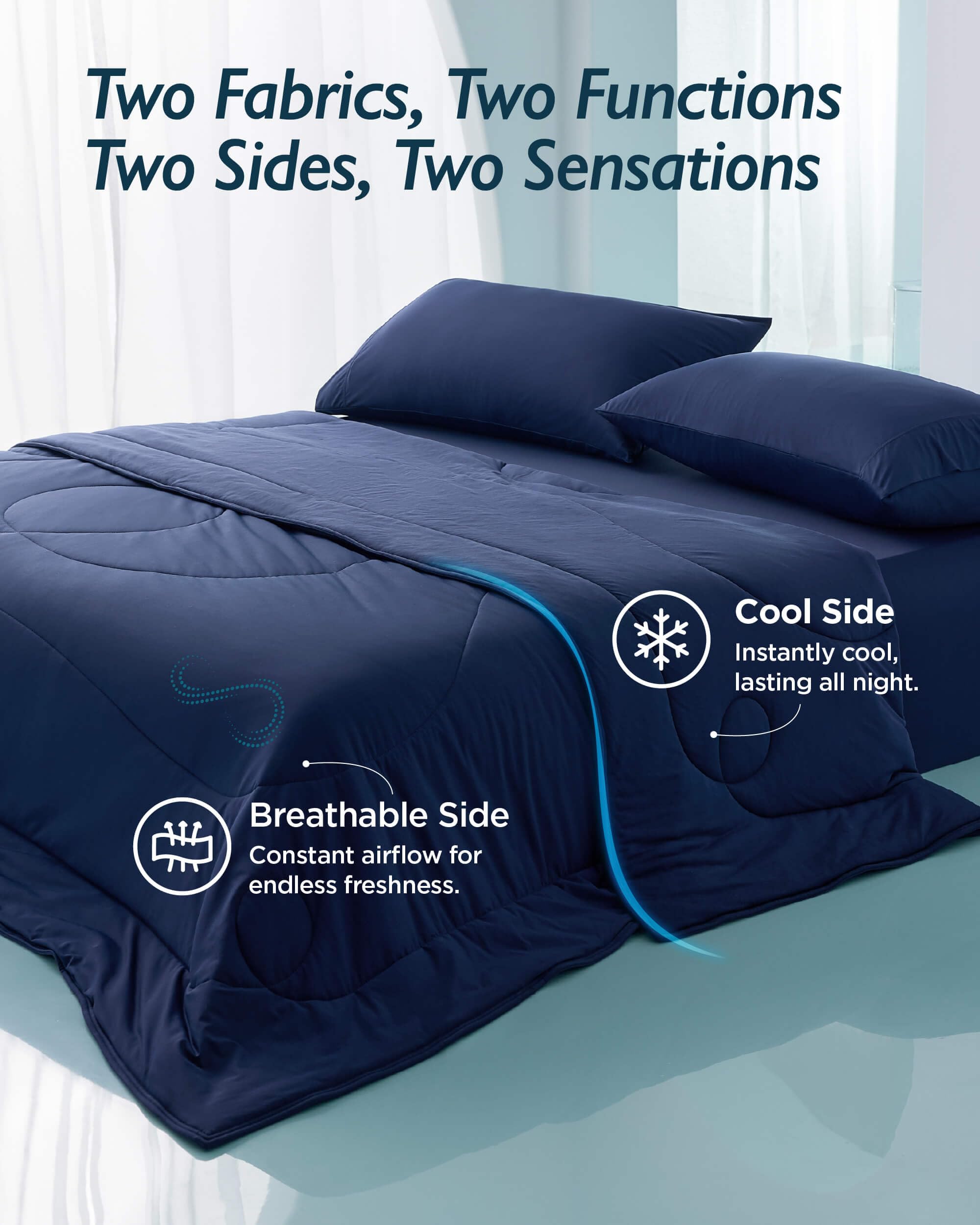 Breescape Cooling Comforter King Size - BlendTek Q-Max 0.46 Cooling Technology, Breathable Summer Blanket For Hot Sleepers, Mint Green 106x96 Inches