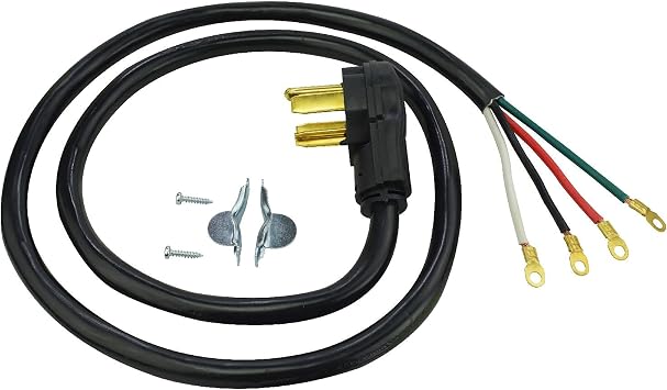 Clear Power 6 ft 10/4 SRDT, Indoor Dryer Cord, 4-Wire 30 Amp, Black, CP10019