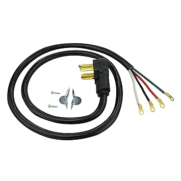 Clear Power 6 ft 10/4 SRDT, Indoor Dryer Cord, 4-Wire 30 Amp, Black, CP10019