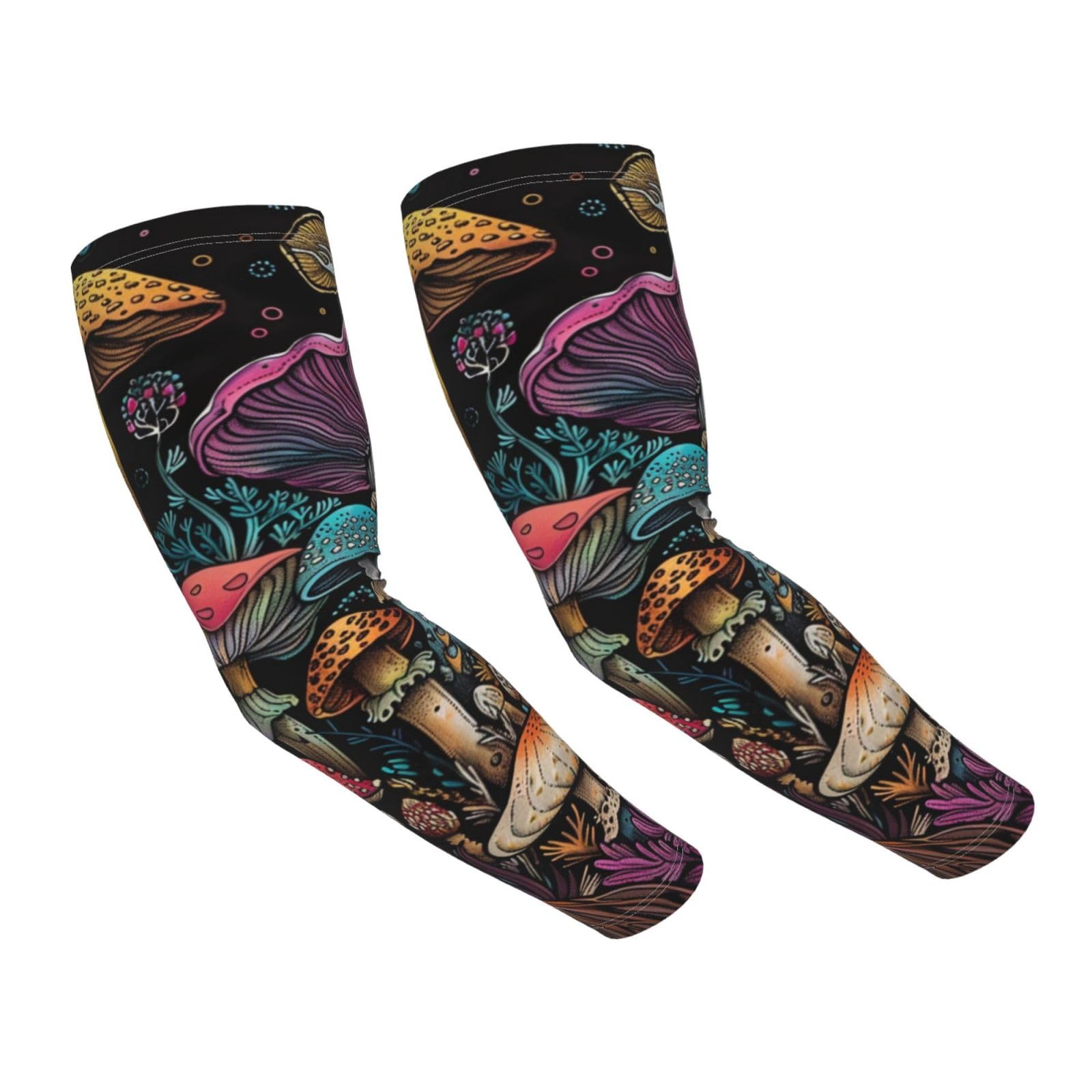 ANSGSD Vintage Botanical Mushrooms Gardening Sleeves With Thumb Hole For Women Men, Farm Sun Protection Thorn Proof Cooling Arm Sleeves To Cover Arms For Garden Sports