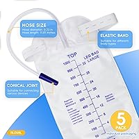 Vista 5 de 5 bolsas de drenaje urinario para patas, bolsa de catéter de gran capacidad de 33.8 fl oz, 2 correas elásticas ajustables, fácil de girar