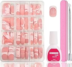240 Stück French Press On Nails - Square Full Cover Nageltips für Gelnägel - Falsche Nägel Tips Set mit Kleber Acryl Nagel Tips Nägel Zum Aufkleben für Damen und Frauen (Deep Arc Square)
