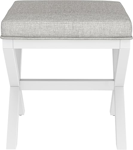 Miniatura 9 de Hillsdale Somerset - Taburete de madera sin respaldo para sala de maquillaje o baño, color blanco