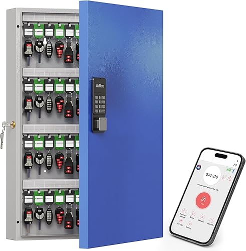 Miniatura 1 de WeHere Caja de bloqueo de llaves (96 teclas Plus) montaje en pared, gabinete inteligente para llaves con etiquetas para llaves, OTP Share