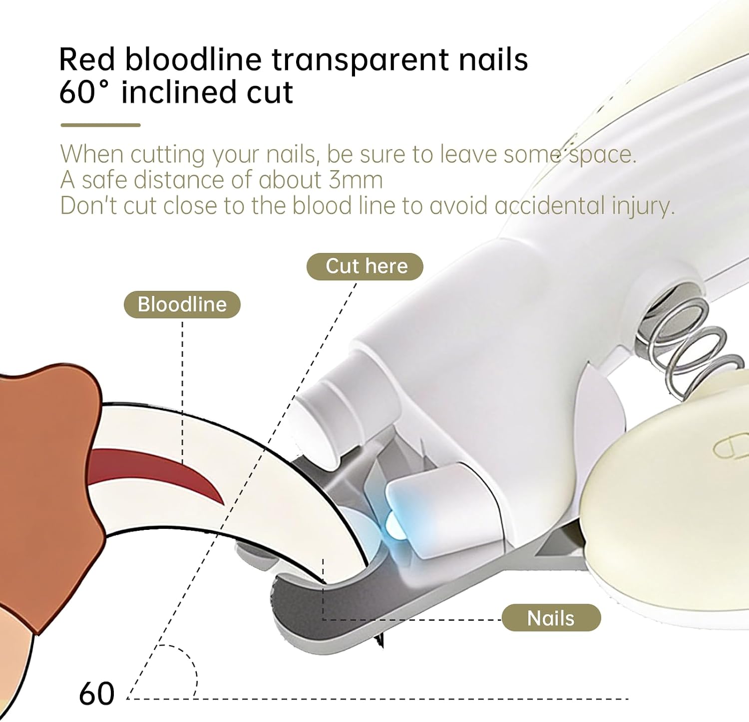 Illuminated Pet Nail Clipper with LED Update Version Cat & Kitten Claw Nail Clippers for Trimming Puppy,Rabbit,Kitten & Small Dog Sharp & Safe Ergonomic Design Professional (Light Brown)