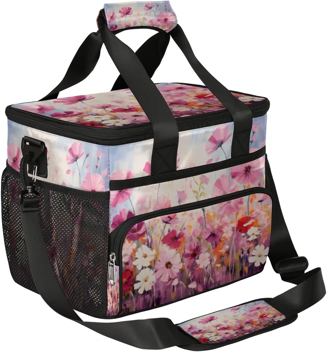 Botanical Floral Insulated Picnic Backpack Lunch Box for Women Men Picnic Basket Tote Lunch Bag Picnic Bag Portable Lunch Bags for Picnic, Beach, Work, Trip,Office, Camp Flowers