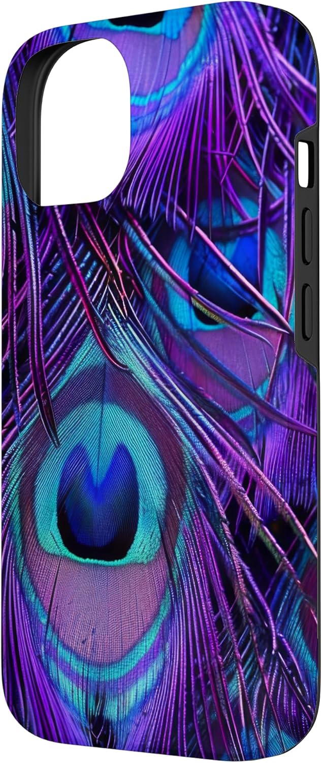 Purple Lavender Peacock Bird Feathers Pattern Print Violet Case for iPhone 14