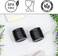Vista 8 de Cornucopia Brands 2-Ounce Black Coated Glass Jars (Pack of 12) Cosmetic Jars with Black Metal Lids and Black Matte Exterior