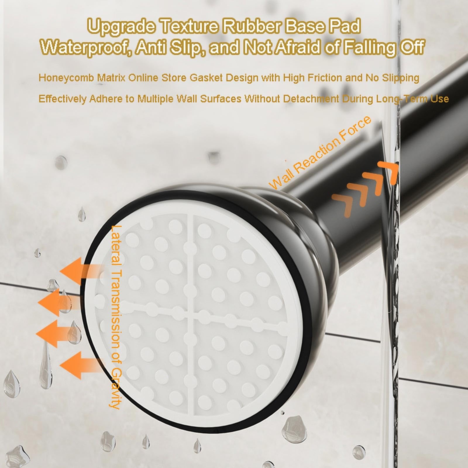Bastone a tensione regolabile in acciaio inox, senza fori, antiruggine, antiscivolo, per bagno, armadio, armadio (naturale, 110-200 cm)