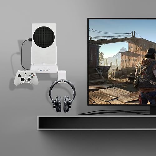 Miniatura 3 de Wall Mount Cooling Fan for Xbox Series S with 2 Fan and 3 USB Port Xbox Series S Wall Mount Kit with Controller Holder & Headphone Hanger Wall Mount