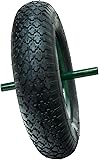 WERKA PRO Roue Gonflable 15'' - 385 x 95 mm - Axe Ø 20 mm - Jante Métal Verte - Brouettes de Jardin - 242 mm Longueur Axe - Pneus Noirs - Usage Bricolage - 3