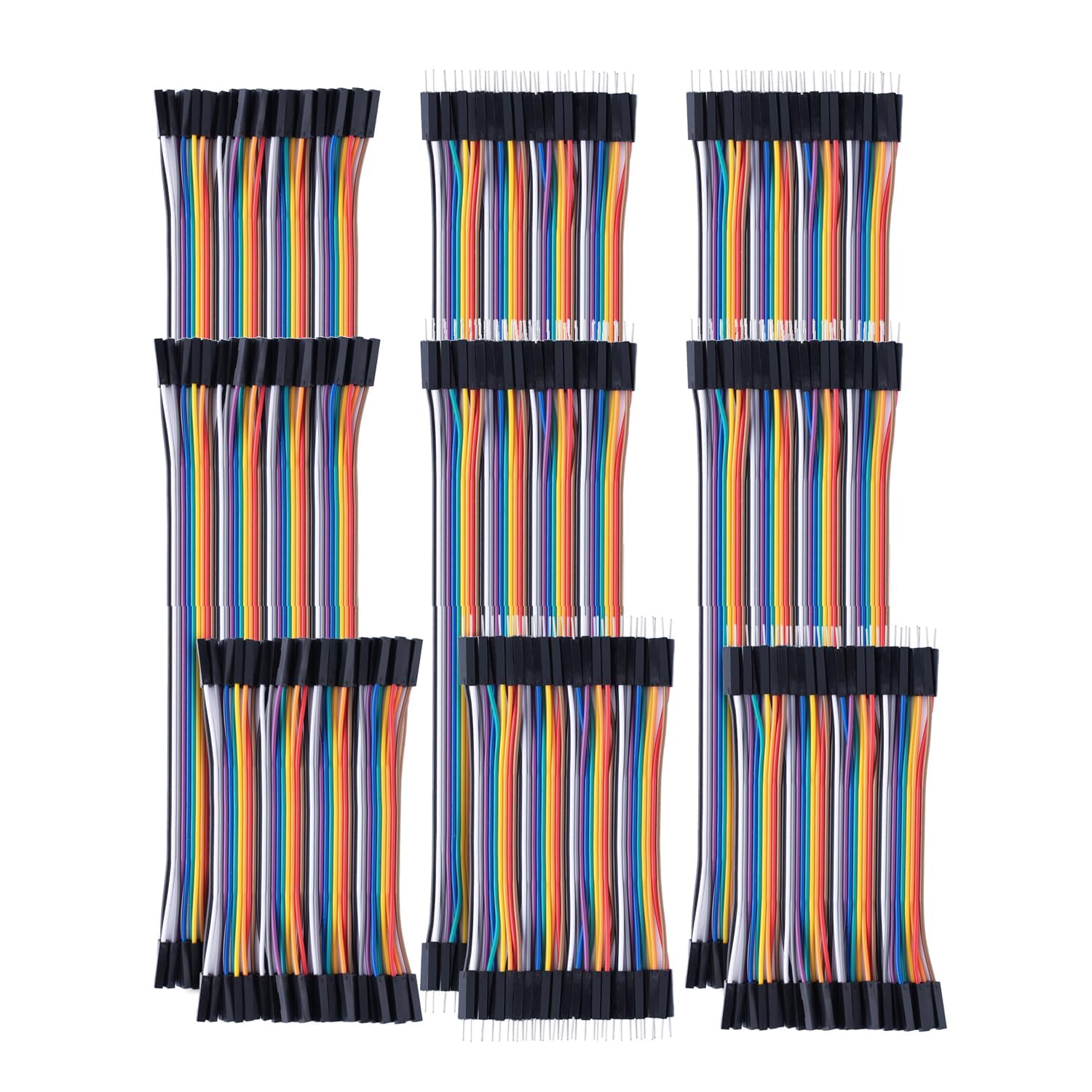 GTIWUNG 9 sztuk 40 pinów Jumper Wire Kabel, Breadboard Ribbon Cables, 10 cm & 20 cm & 30 cm żeński/męski mostek wtykowy 24AWG do płyt Arduino i Raspberry Pi Breadboard